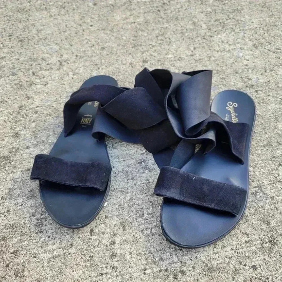 Seychelles Cruisin Sandals Ankle Wrap Flat Black Suede Sz 39 8.5 Made in Italy - Picture 3 of 6